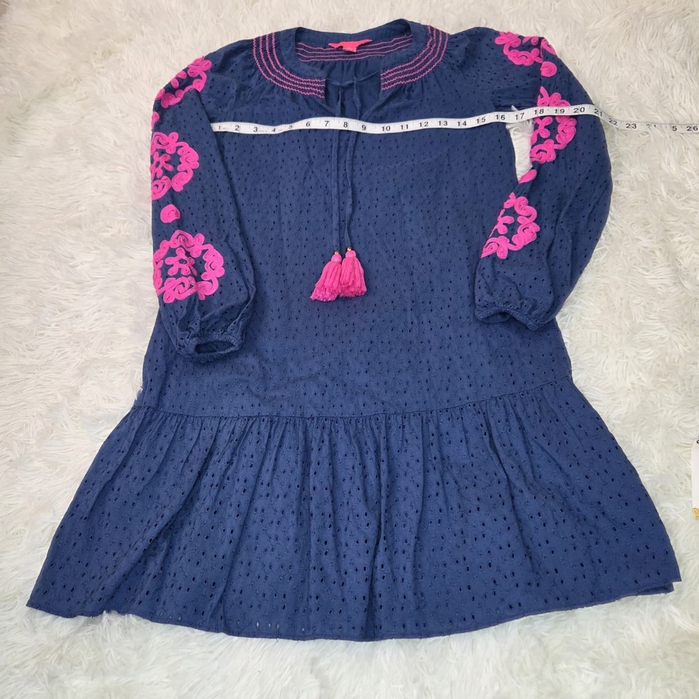 Lilly Pulitzer Eyelet Lucee V-Neck Dress With Tassels - Picture 8 of 14